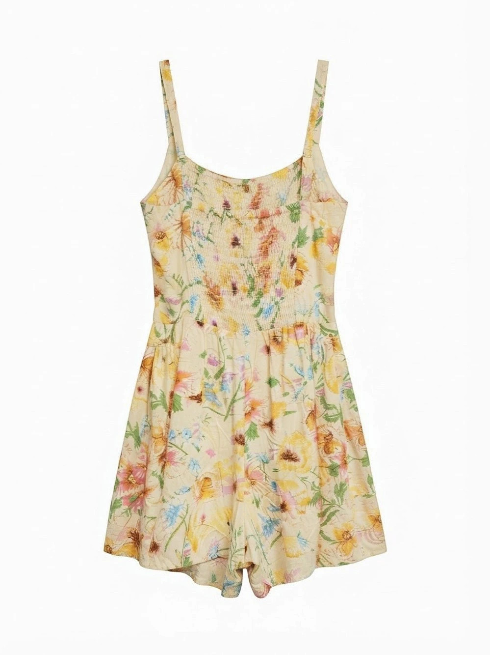 Wild Fable Floral Mini Romper in Yellow & Pink Like New